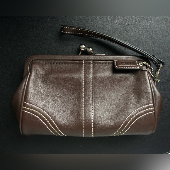 Coach Brown Leather Wristlet - Picture 1 of 9